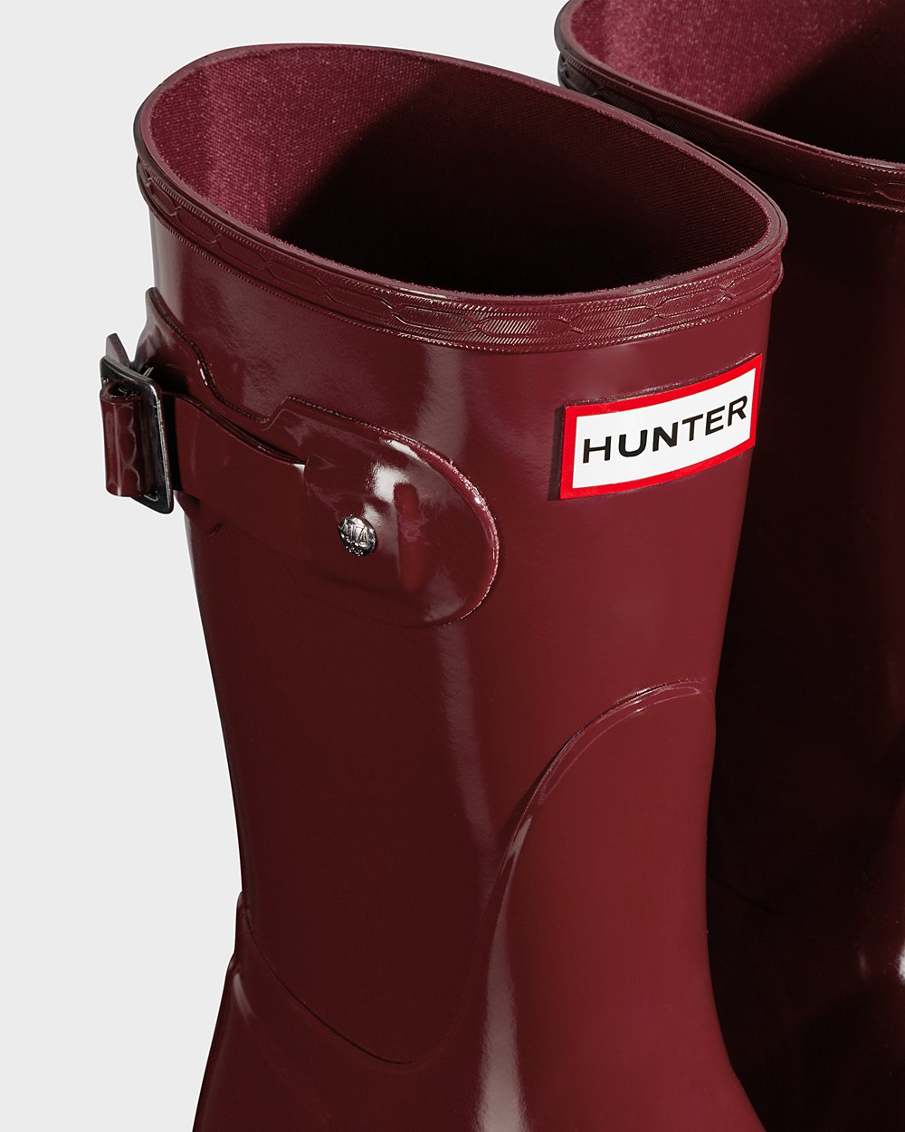 Galochas Curtas Hunter Feminina Cinzentas Vermelhas - Original Gloss - 75VMOJFXS